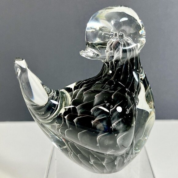 FM‎ Ronneby Konstglas Art Glass Bird Paperweight Fumato Glass Sweden - Picture 4 of 12